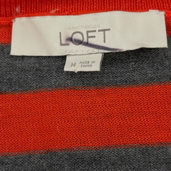 Ann Taylor Loft Orange and Gray Striped Size Medium - Picture 5 of 6